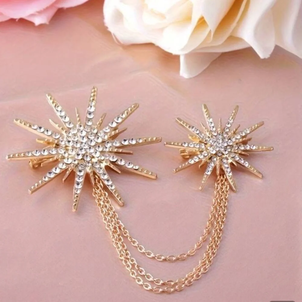 ๐๐๐ โSUN EXPLOSION GOLD STARBURSTโ CRYSTAL BROOCHโ๏ธ๐๐๐ - Picture 2 of 4